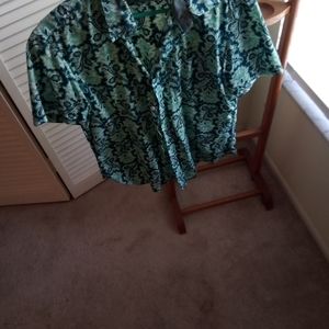 Mens short Sleeve Shirt Green Flowered Print